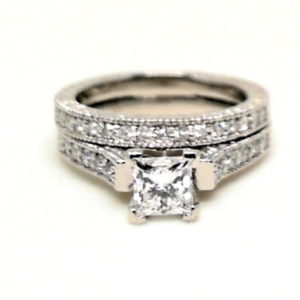 Platinum Engagement and wedding band