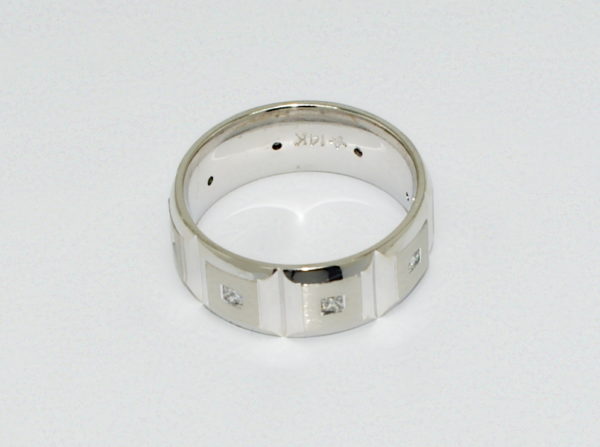 Mens white gold diamond band alternate view