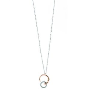 White necklace with rose crescent pendant