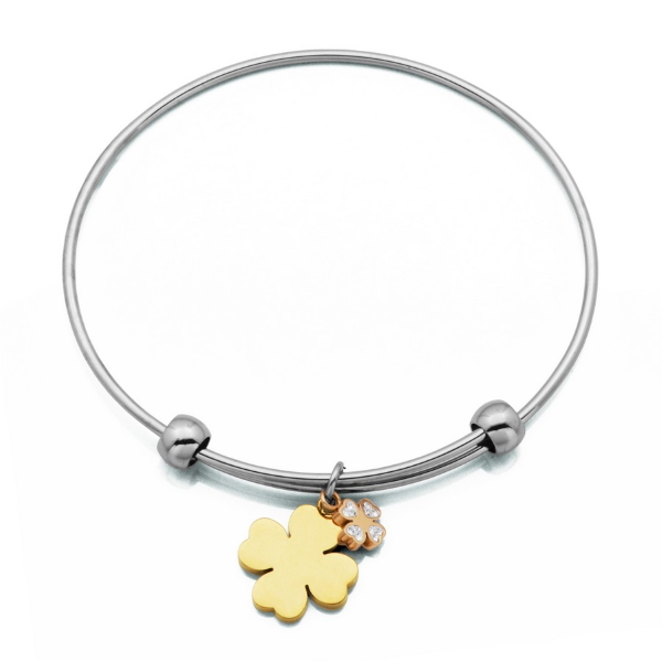 7.75 inch Stretchable Bangle with Colver Charm