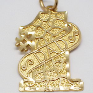 Yellow gold large #1 dad pendant